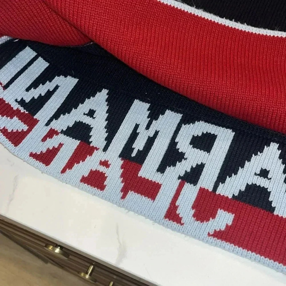 Armani Oversized Navy Colorblock Logo Sweater Made in Italy XL - Picture 8 of 11